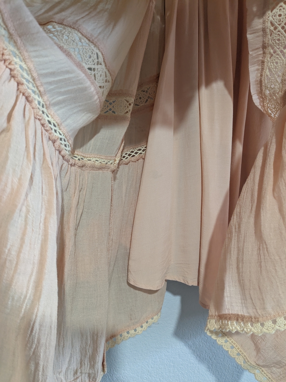 Spell Designs Prairie Peach Hi-Lo Lace Ruffle Tiered Maxi Skirt Early Spell  S - Picture 13 of 16